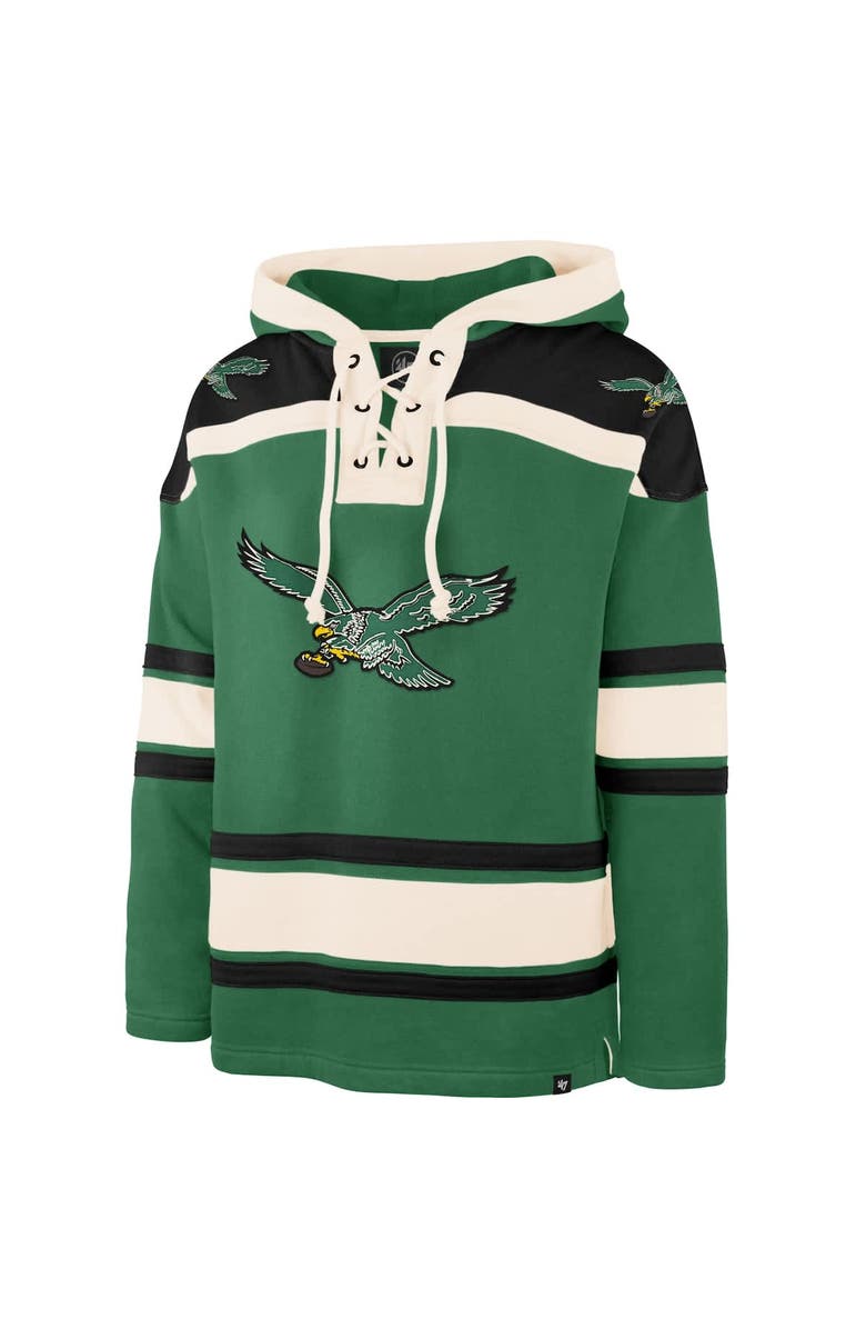 '47 Men's '47 Kelly Green Philadelphia Eagles Throwback Superior Lacer Hoodie, Alternate, color, Kelly Green