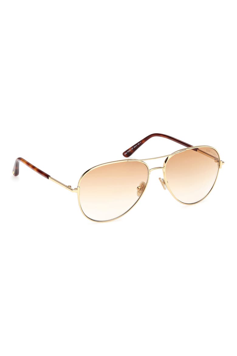 Clark 59mm Gradient Pilot Sunglasses, Alternate, color, SHINY GOLD / GRADIENT AMBER