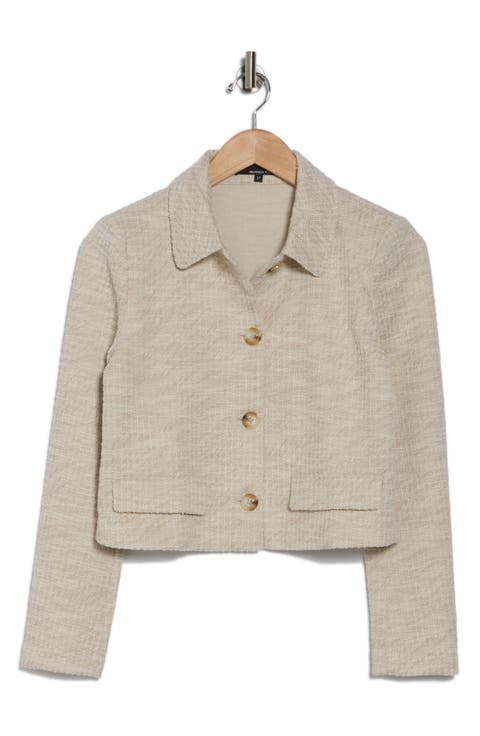Relaxed Button Front Crop Blazer (Petite)