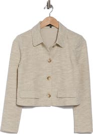 Amanda & Chelsea Relaxed Button Front Crop Blazer