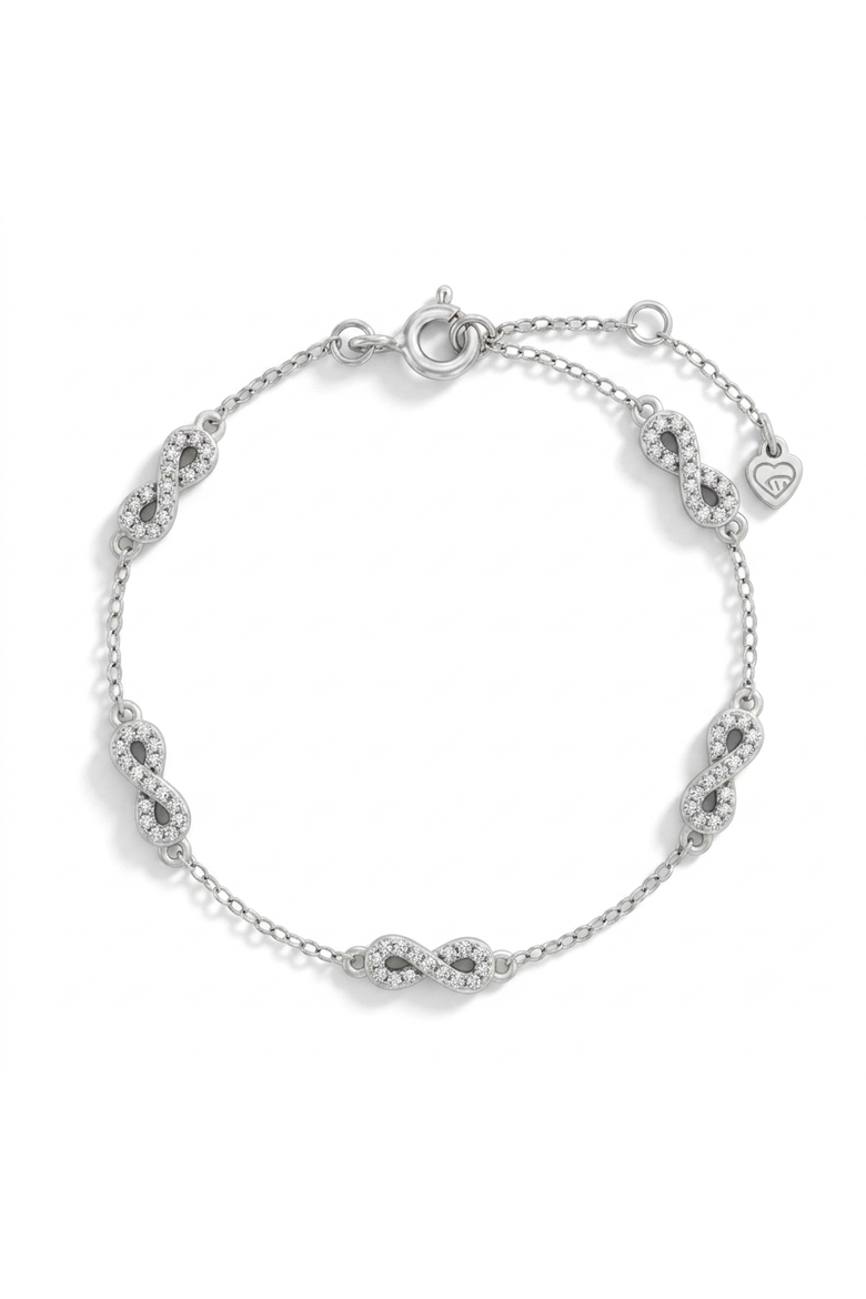 CZ Infinity Girls Bracelet, Main, color, Silver