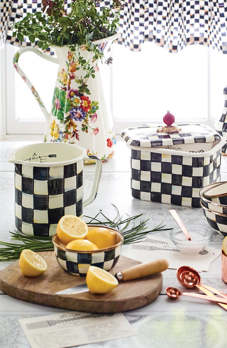 MACKENZIE CHILDS Courtly Check Enameled Steep 7-Cup Measure, Alternate, color, Black/ White