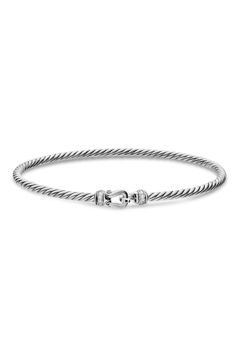 Micro Cable Flex® Buckle Bracelet in Sterling Silver with Diamonds, 2.6mm, Alternate, color, SILVER PAVE