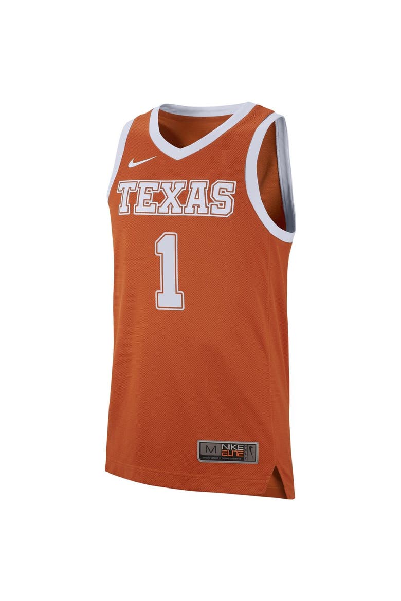 Men's Nike #1 Burnt Orange Texas Longhorns Replica Jersey, Alternate, color, Burnt Orange