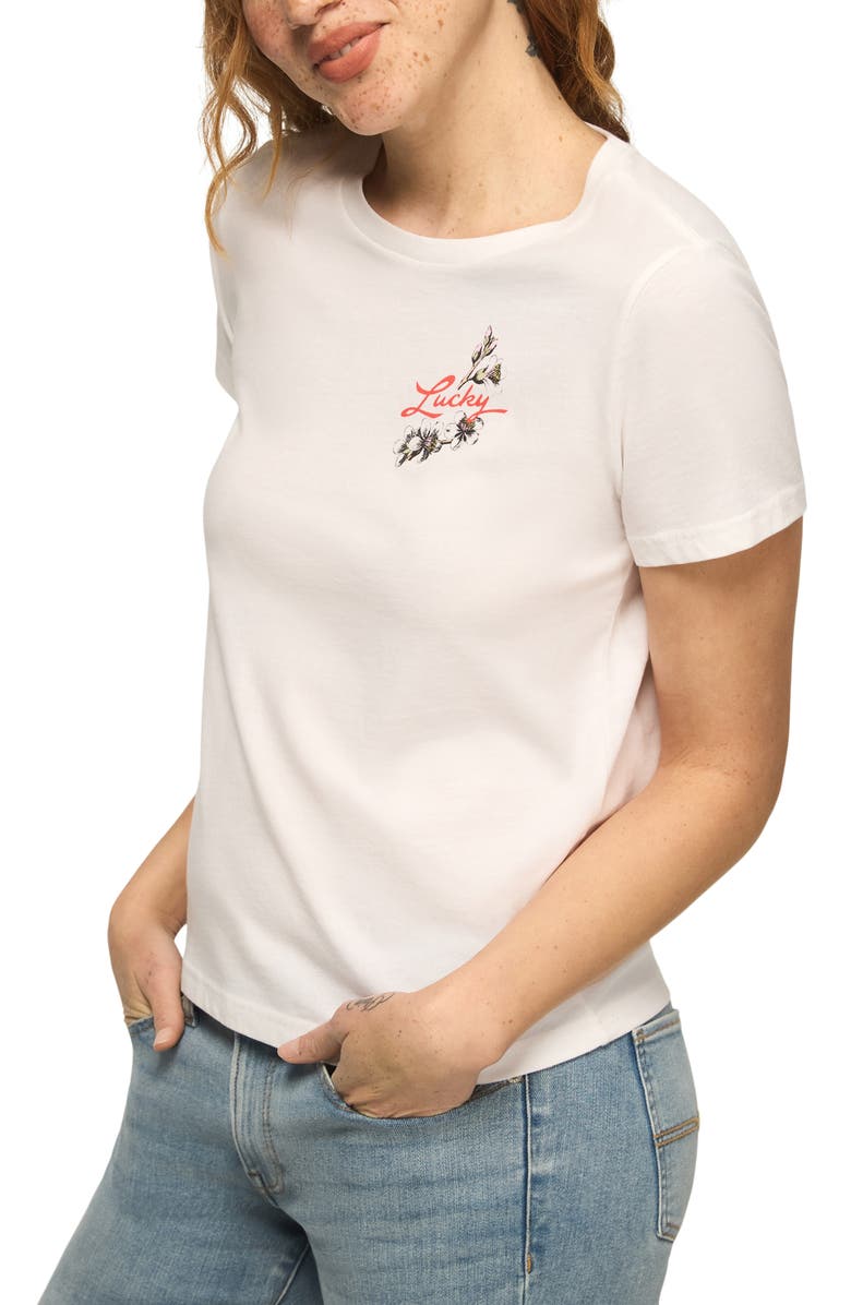 Lucky Brand Botanical Graphic T-Shirt, Alternate, color, Bright White