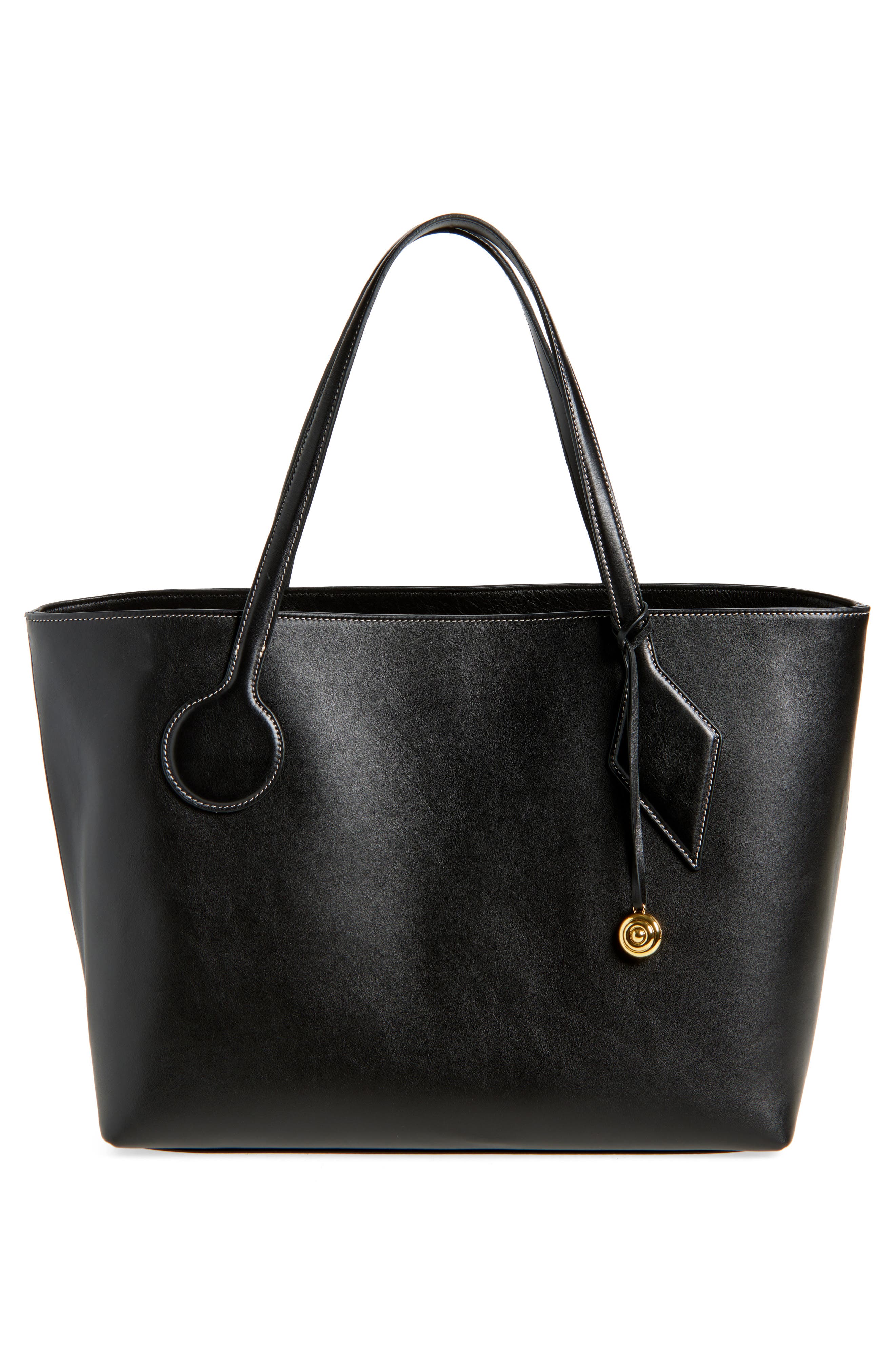 LIFFNER Large Sprout Leather Tote in Black 
