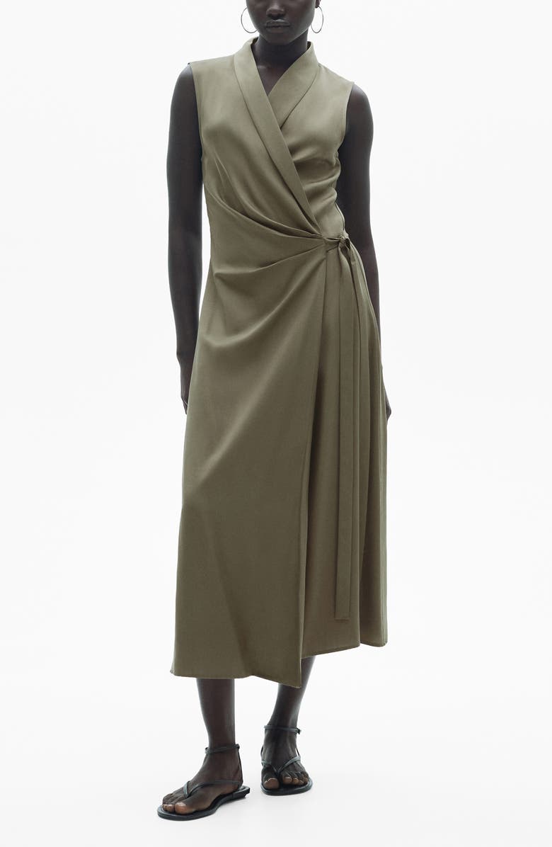 MANGO Sleeveless Wrap Dress, Main, color,