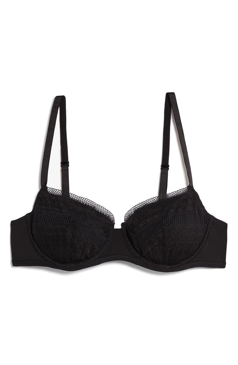 Etam Crush Classique Underwire Balconette Bra, Alternate, color, Black