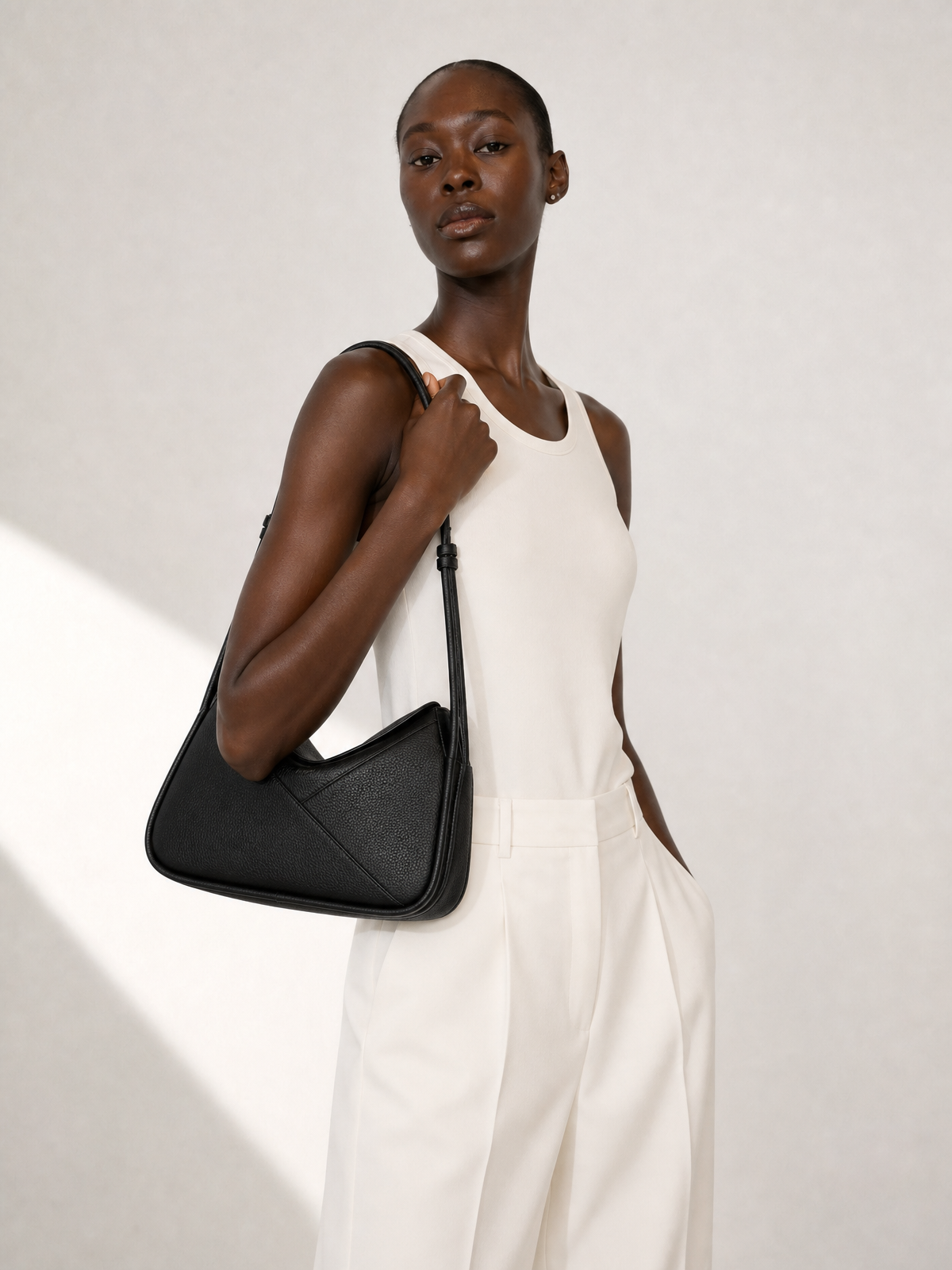 Carnaby Genuine Pebble Leather Shoulder Bag, Alternate, color, Black