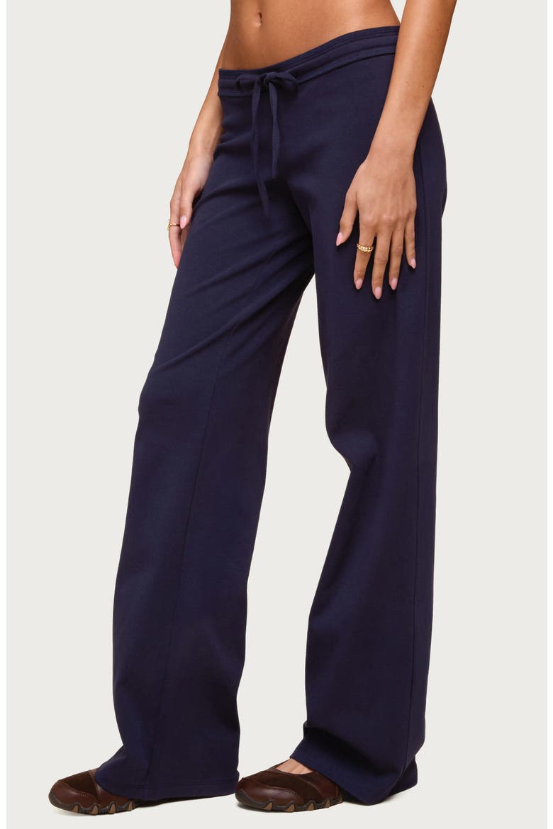 Claudia Stretch Cotton Straight Leg Drawstring Pants, Alternate, color, NAVY