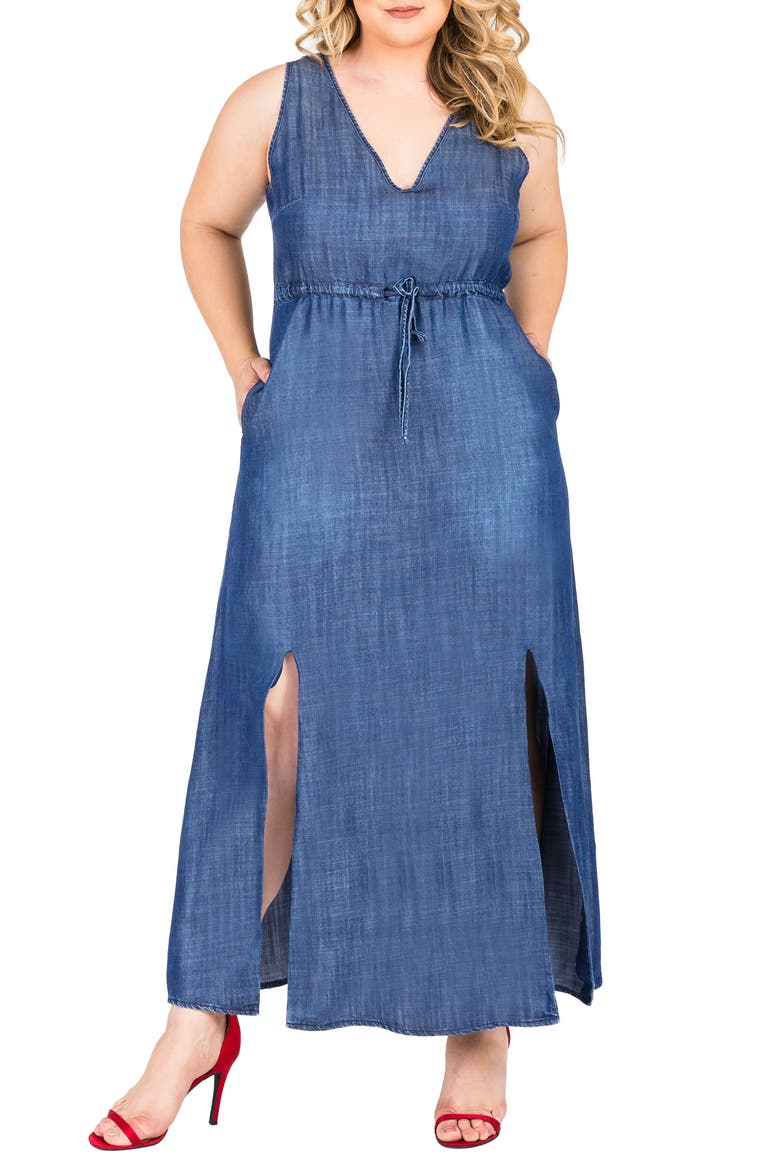 Amber Maxi Chambray Dress, Alternate, color, INDIGO