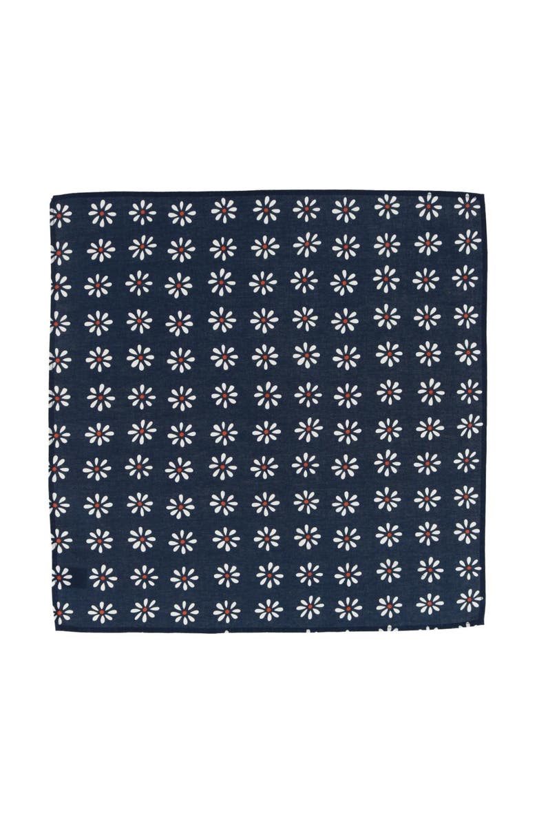Trafalgar Mary's Rose Daisy Cotton Handkerchief, Alternate, color, Navy