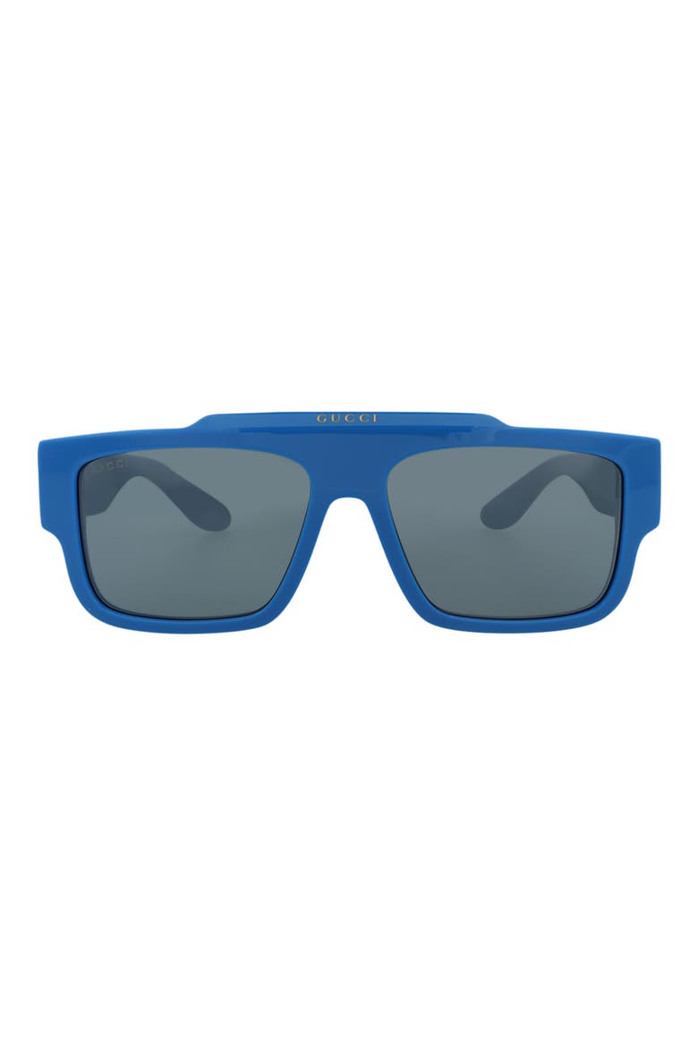 56mm Rectangle Sunglasses, Main, color, LIGHT BLUE LIGHT BLUE BLUE