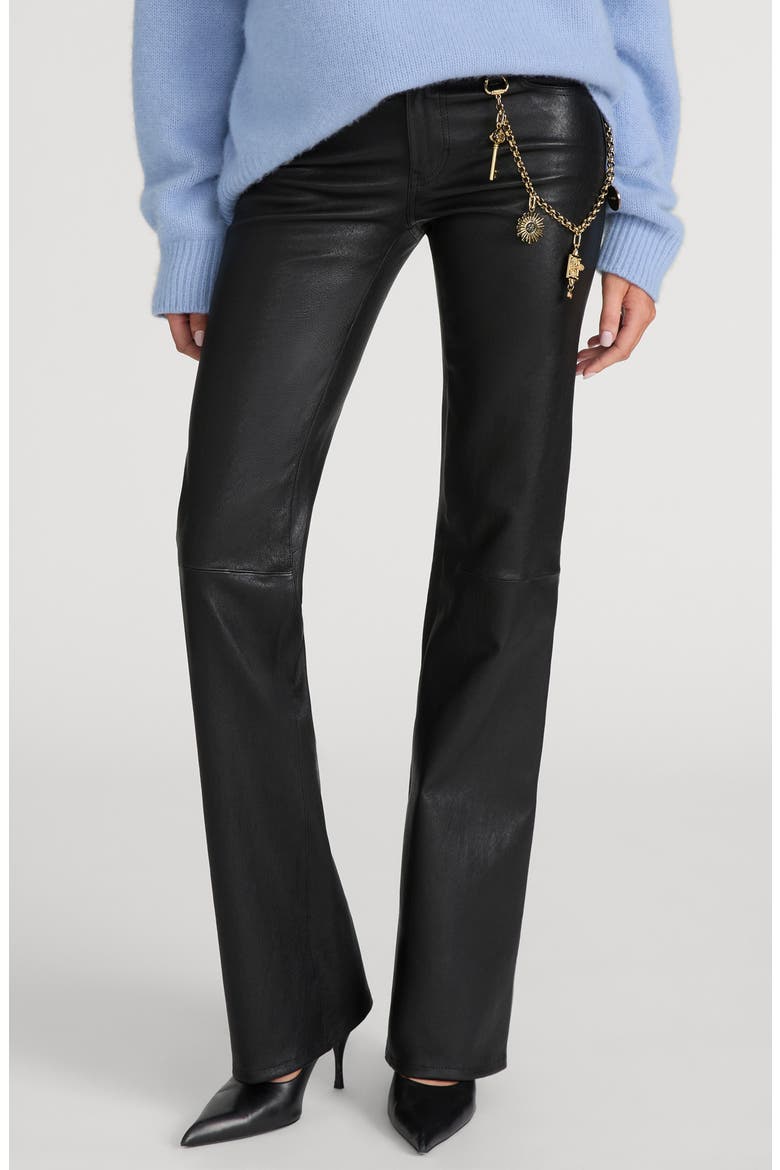 x The Ritz Paris Rodeo Straight Leg Leather Jeans, Main, color, BLACK