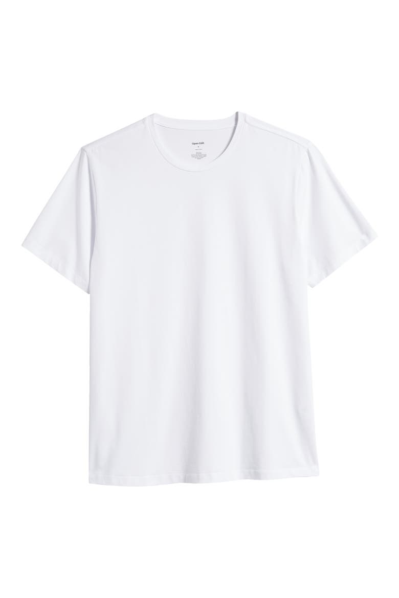 Crewneck Stretch Cotton T-Shirt, Alternate, color, WHITE