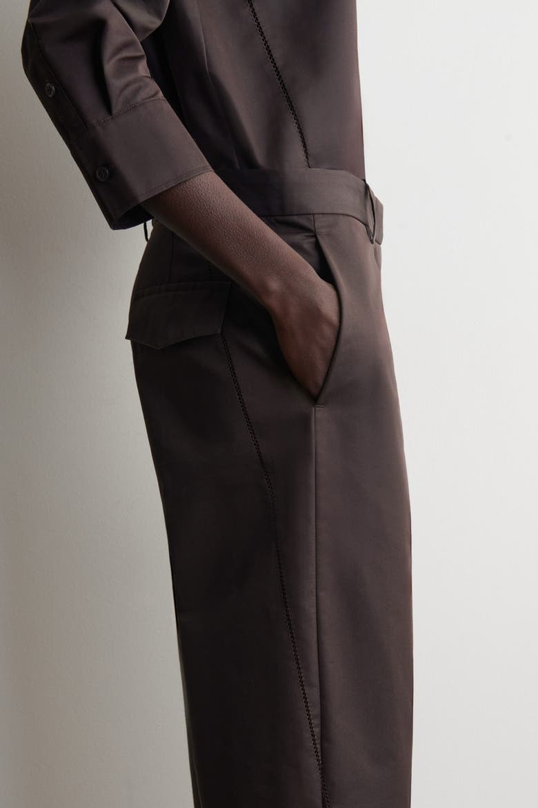 Embroidered Cotton Pants, Alternate, color, DARK BROWN