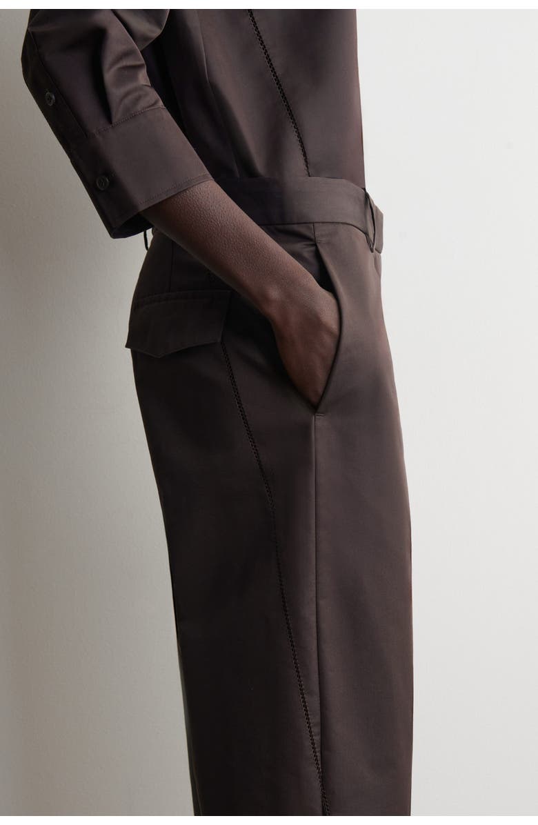 COS Embroidered Cotton Pants, Alternate, color, Dark Brown