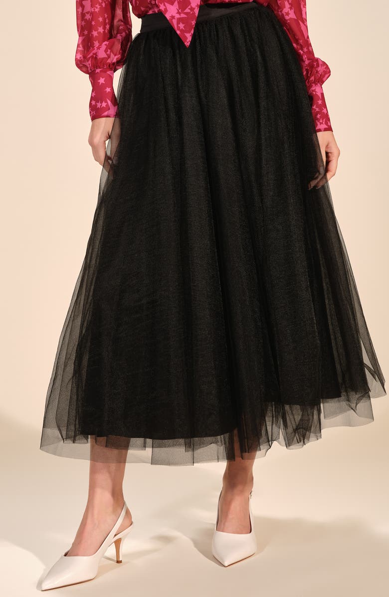 Isaac Mizrahi New York Tulle Maxi Skirt, Alternate, color, Black