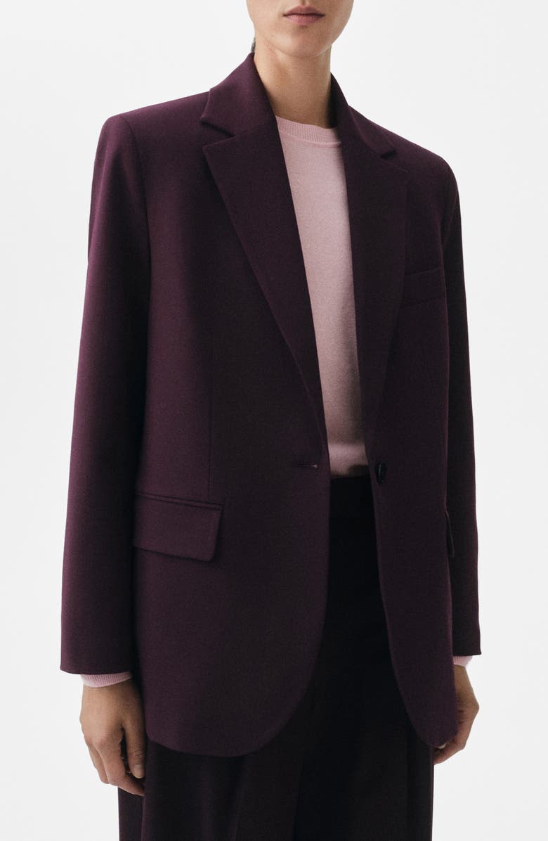 MANGO Selection Straight Fit One-Button Suit Blazer, Main, color, Maroon