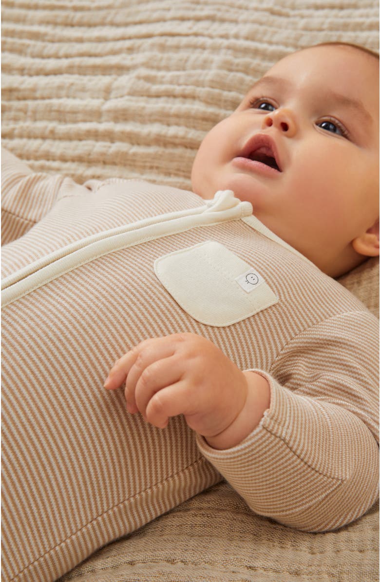 MORI Two Way Zip-Up Sleepsuit, Alternate, color, Oatmeal Stripe
