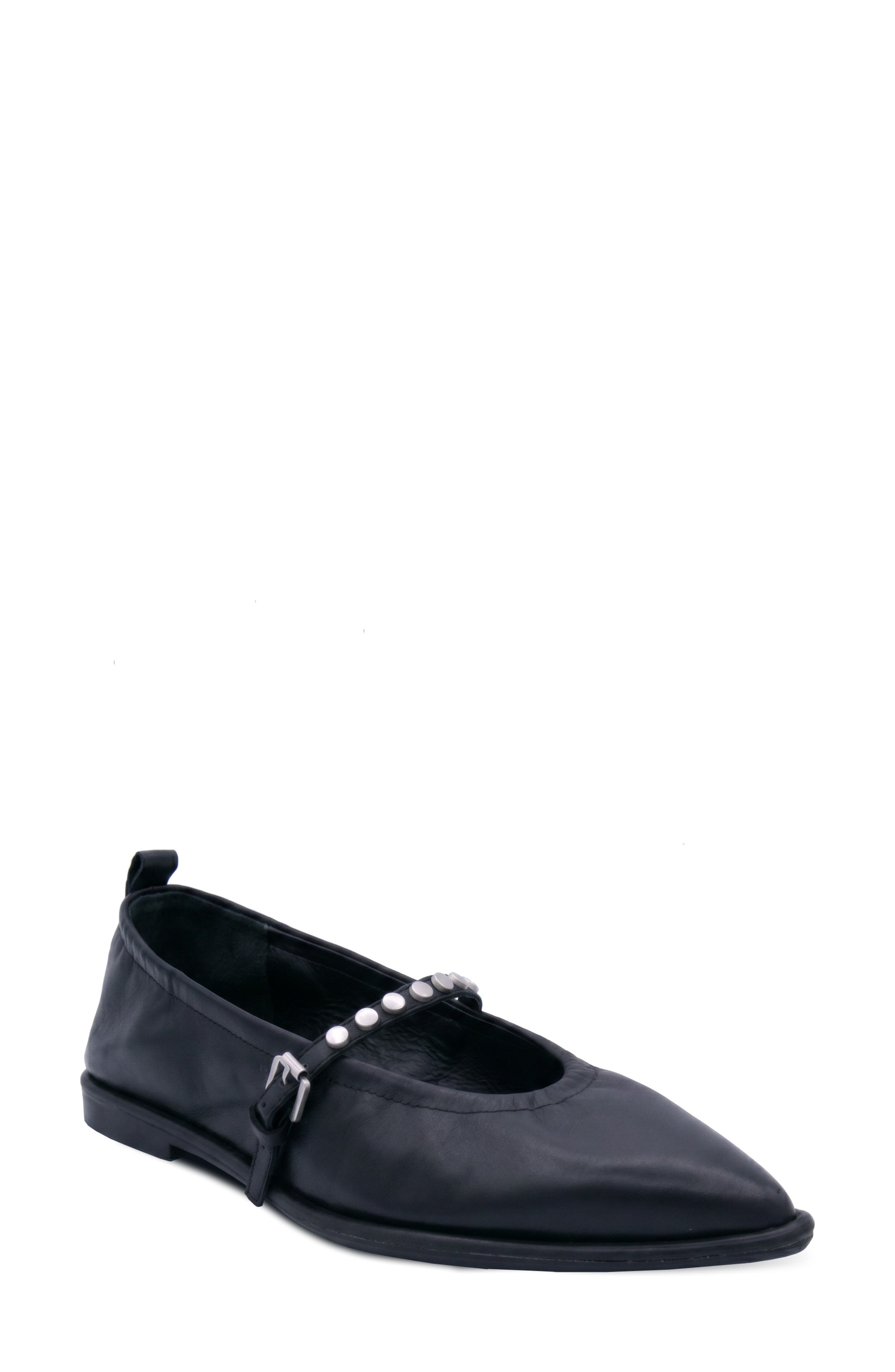 Ash Bella Studded Mary Jane Flat, Main, color, Black