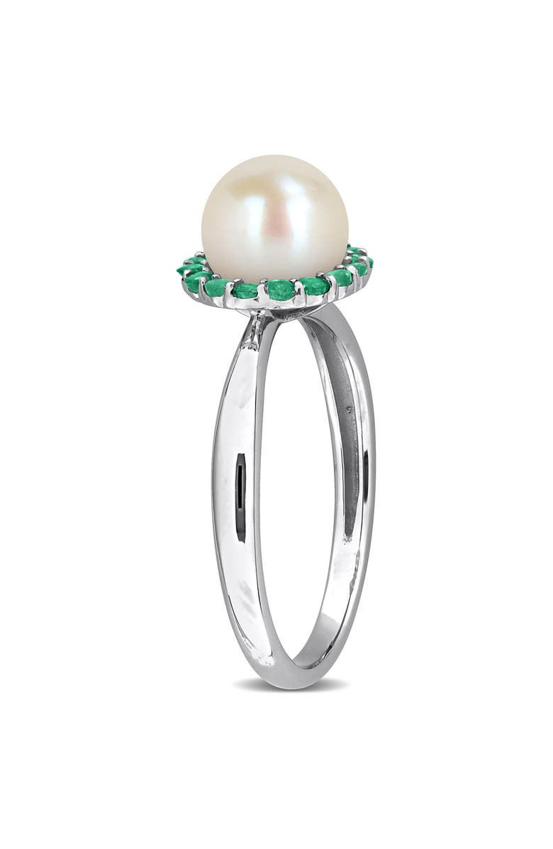 DELMAR Semiprecious Stone & Cultured Pearl Ring, Alternate, color, Green