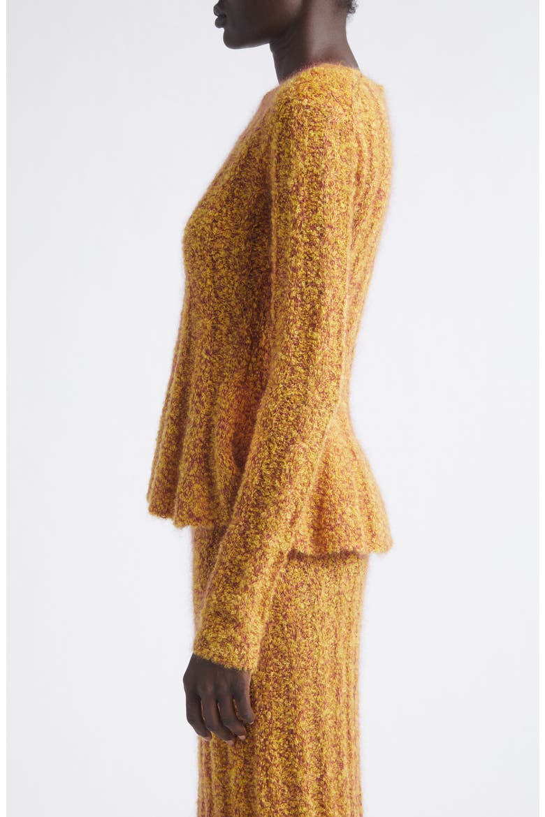 Joelle Marled Mohair & Silk Blend Bouclé Rib Sweater, Alternate, color, YELLOW WINE