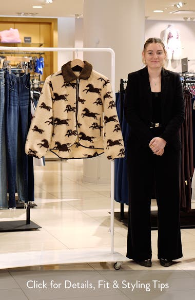 THE GREAT. The Pasture Horse Print Fleece Jacket (Women) | Nordstromrack