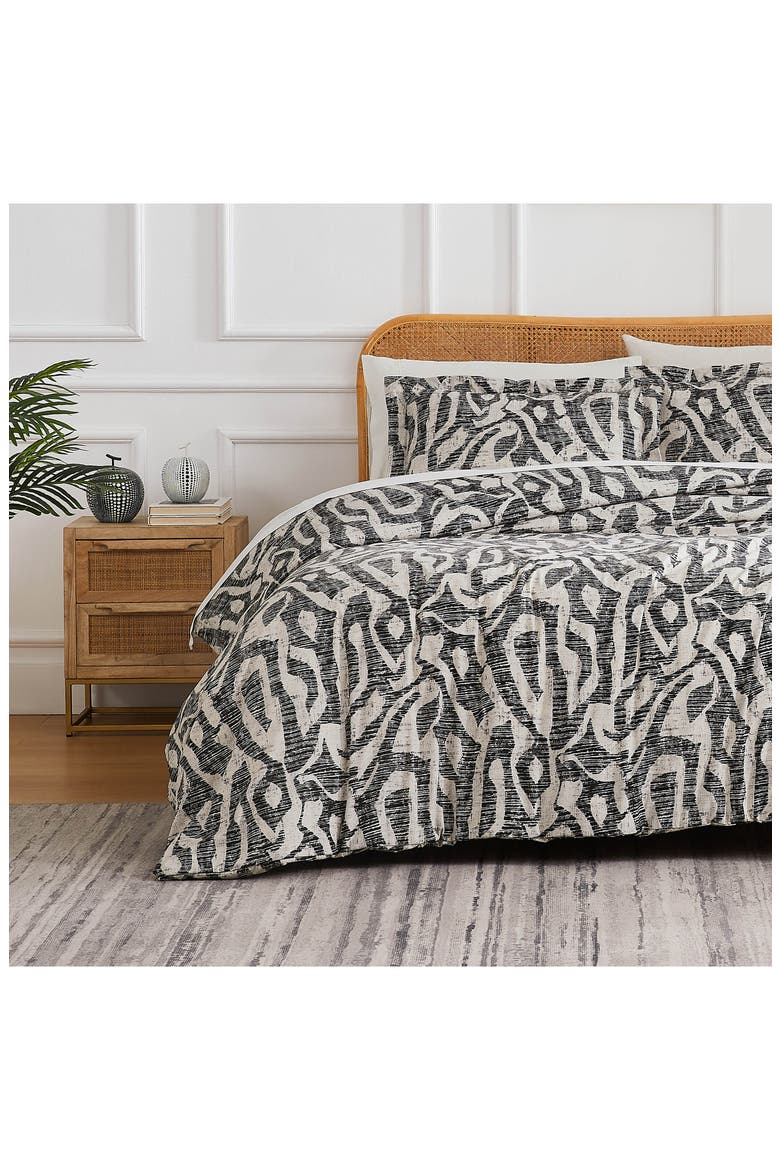 Khari Reversible Duvet & Sham Set, Alternate, color, CHARCOAL