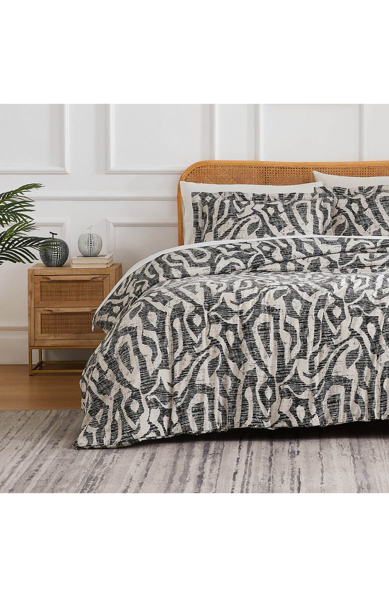 SOUTHSHORE FINE LINENS Khari Reversible Duvet & Sham Set, Alternate, color, Charcoal
