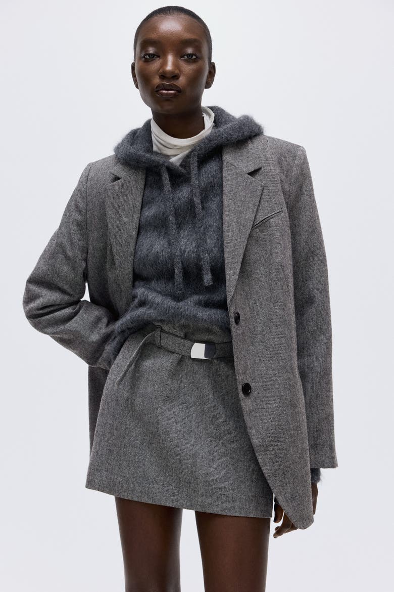 Long Blazer, Alternate, color, Gray melange