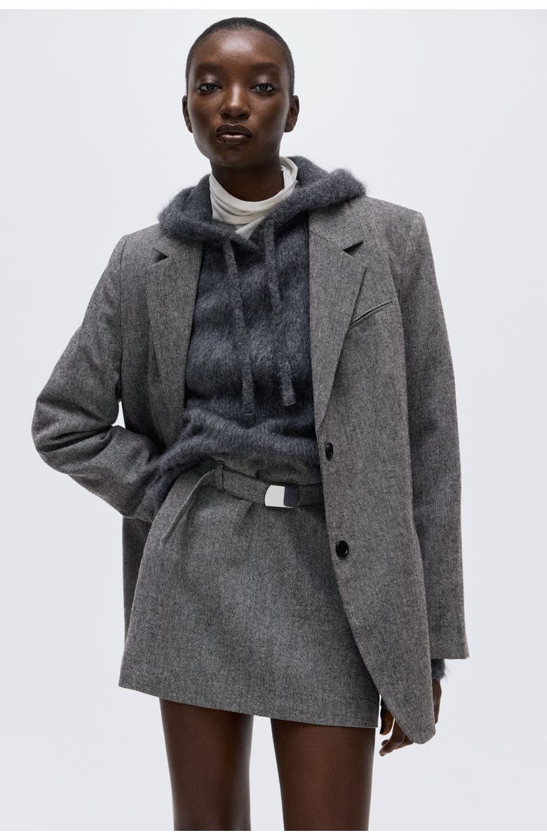 H&M Long Blazer, Alternate, color, Gray Melange