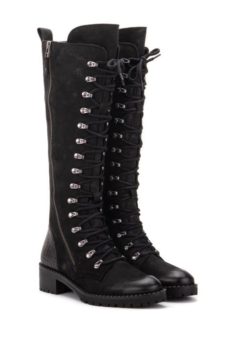 Henrietta Tall Leather Lace-Up Boot
