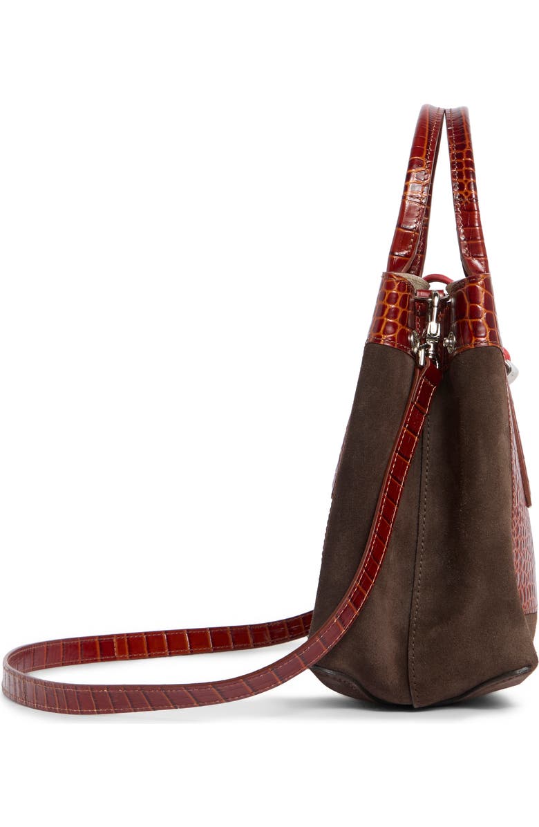 Longchamp Le Roseau Medium Mixed Leather Handbag, Alternate, color, Cognac