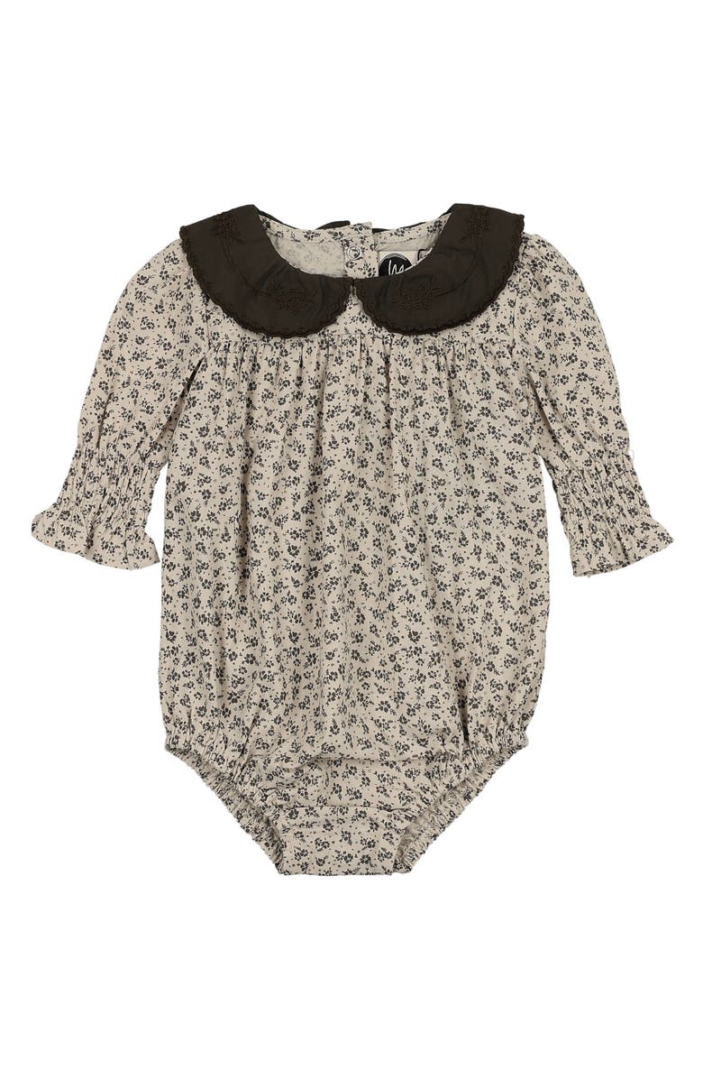 Manière Eyelet Smocked Bodysuit, Main, color, Olive