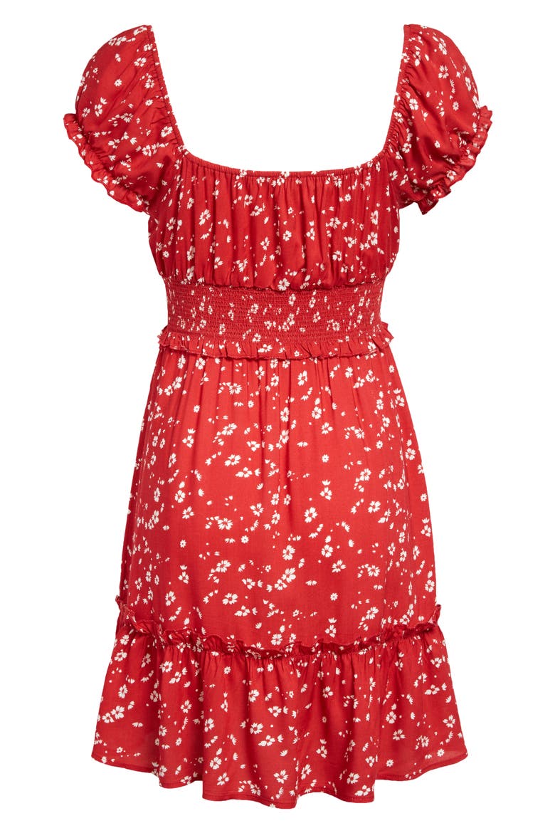 Smocked Minidress, Alternate, color, MAGENTA FLORAL