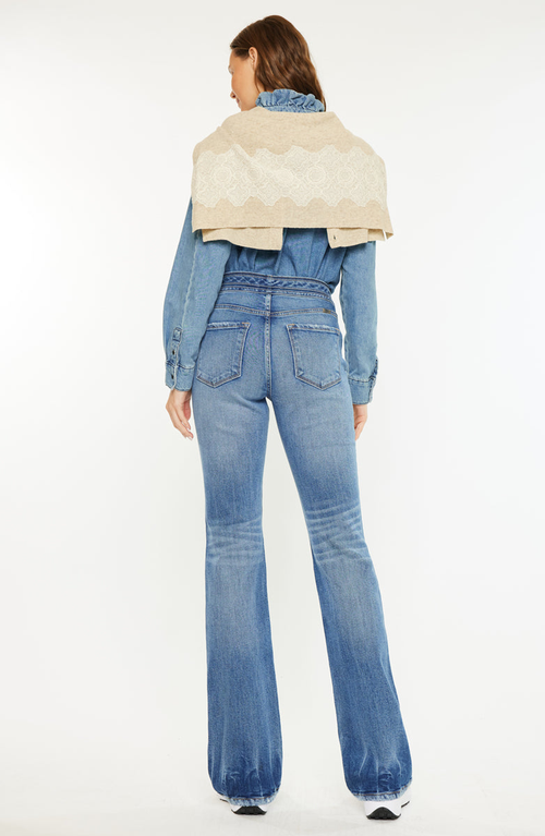 Kancan Denicee High Rise Bootcut Jeans In Blue