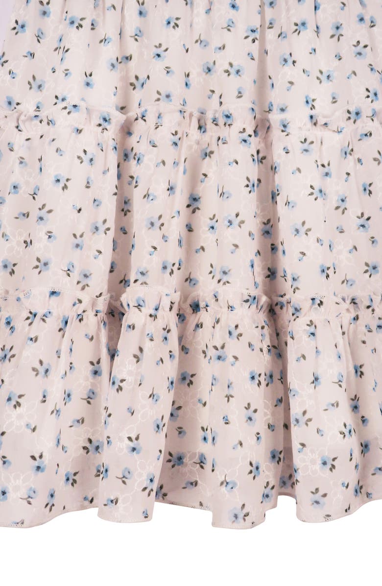 Zunie Kids' Flutter Sleeve Smocked Dress, Alternate, color, White/ Blue