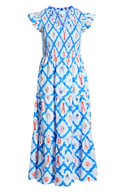New Guinea Sunfire Tiered Midi Dress (Plus)