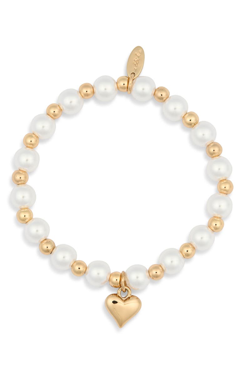 Ettika Faux Pearl Beaded Bracelet, Main, color, Gold
