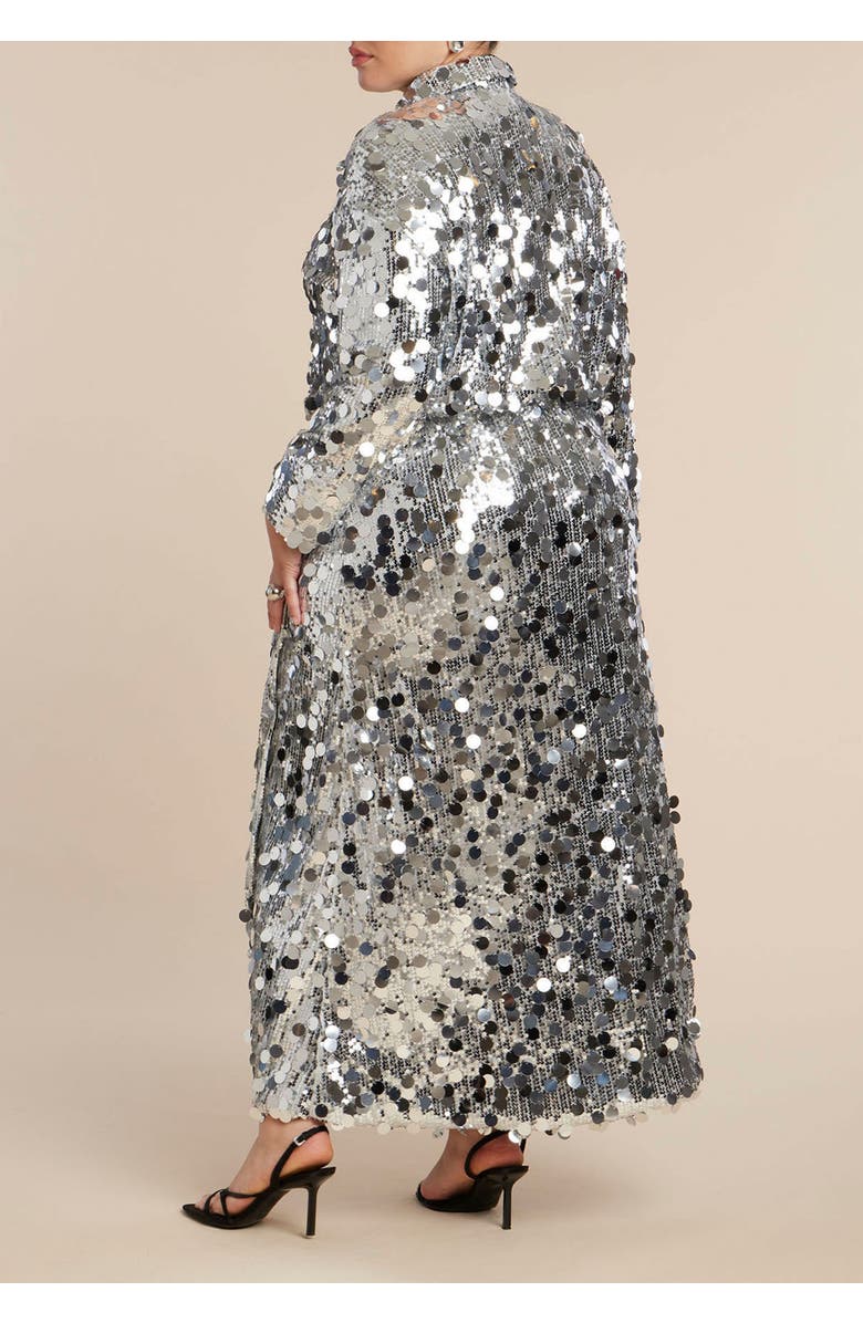 ELOQUII Sequin Shirt Dress, Alternate, color, Silver