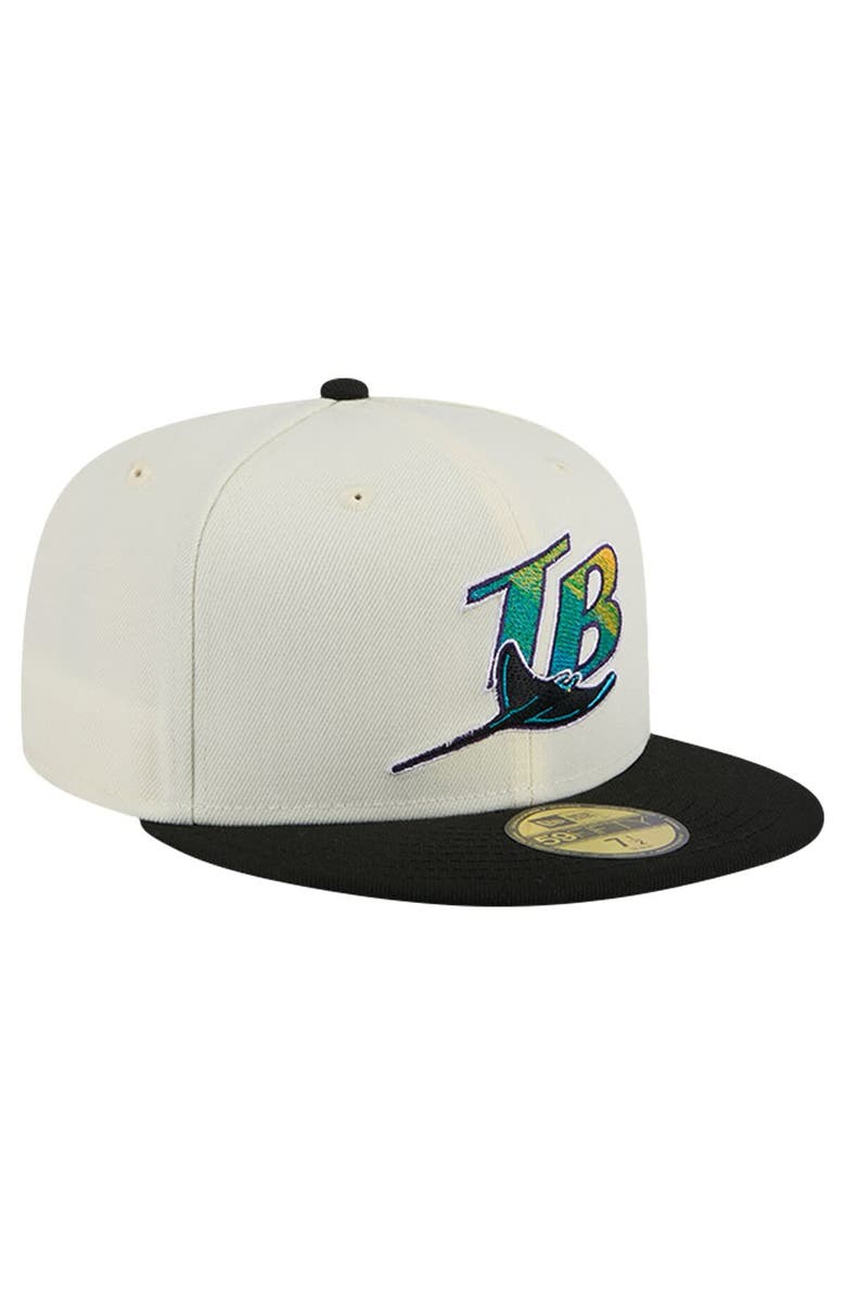 New Era Men's New Era Cream Tampa Bay Rays Cooperstown Collection Chrome 59FIFTY Fitted Hat, Alternate, color, 