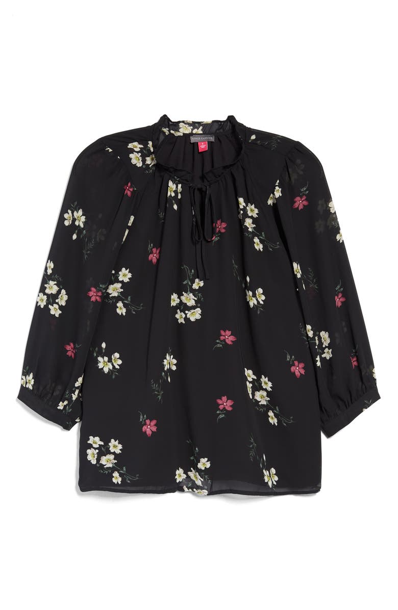 Vince Camuto Floral Split Neck Peasant Blouse, Alternate, color, 