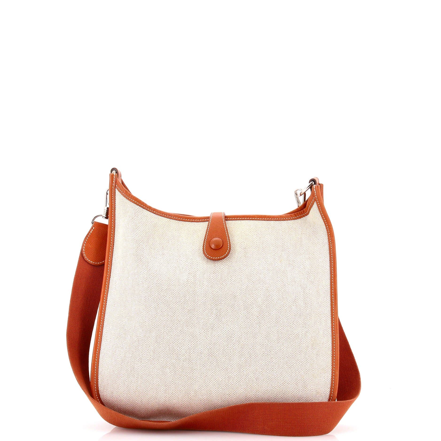 Pre-Owned Hermes Evelyne Bag Gen III Toile and Leather PM, Alternate, color, Ecru