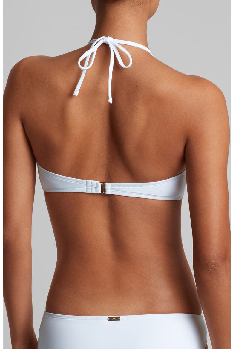 Shirred V-Wire Bikini Top, Alternate, color, WHITE