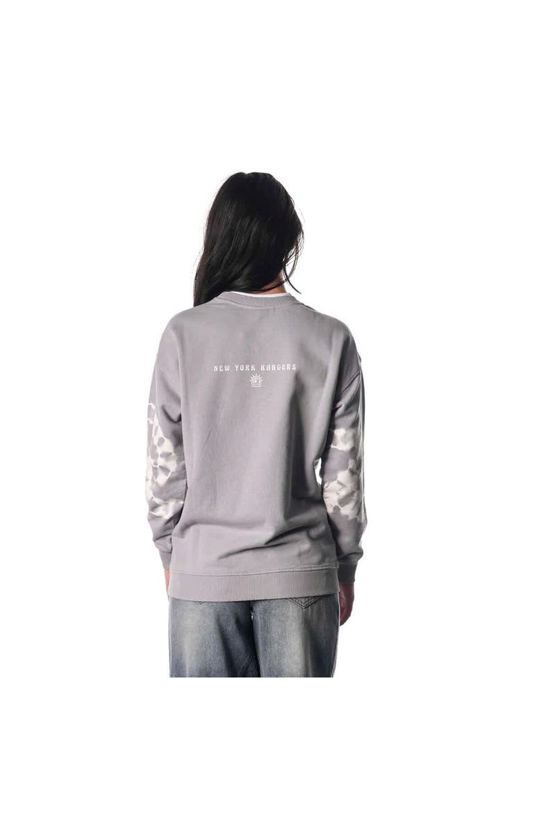 Unisex The Wild Collective  Gray New York Rangers Tie-Dye Double Collar Pullover Sweatshirt, Alternate, color, Gray