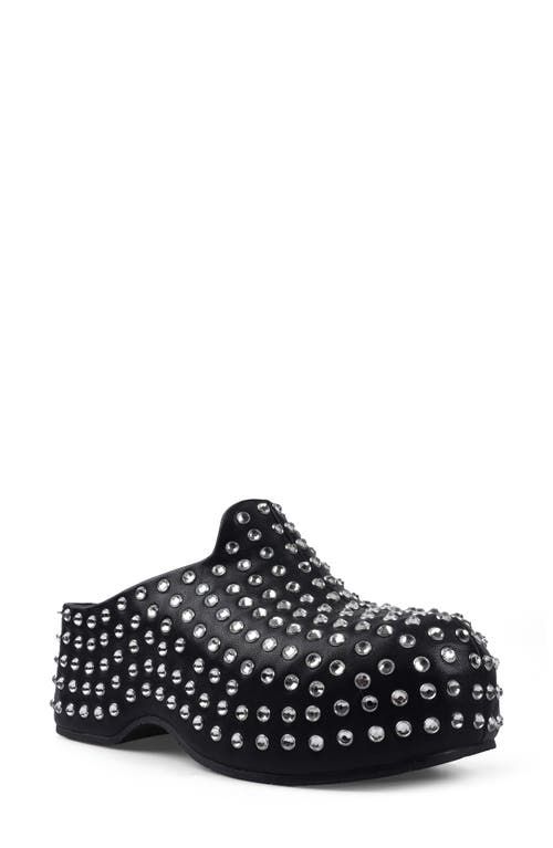 ZIGI Henrietta Crystal Studded Clog in Black Leather 