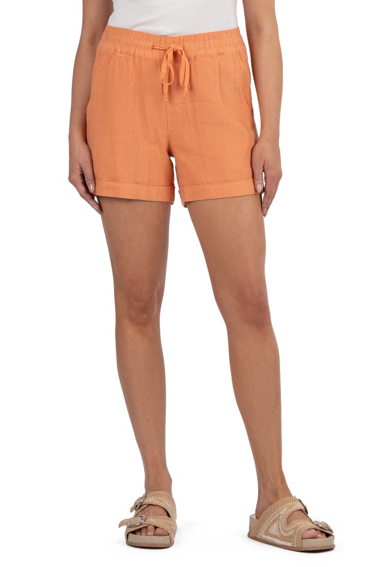 Lelani Linen Blend Drawstring Shorts, Main, color, SUNKIST