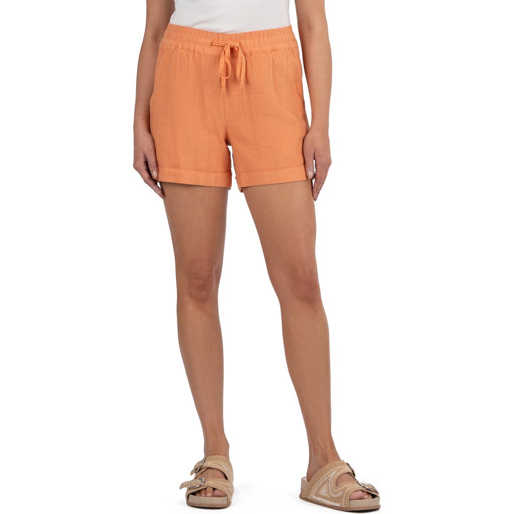 Kut From The Kloth Lelani Linen Blend Drawstring Shorts In Orange