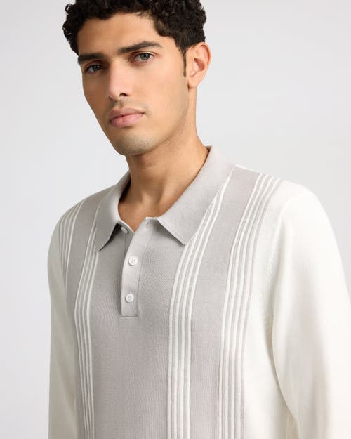 Onia Cotton Knit Long Sleeve Polo Sweatshirt In White